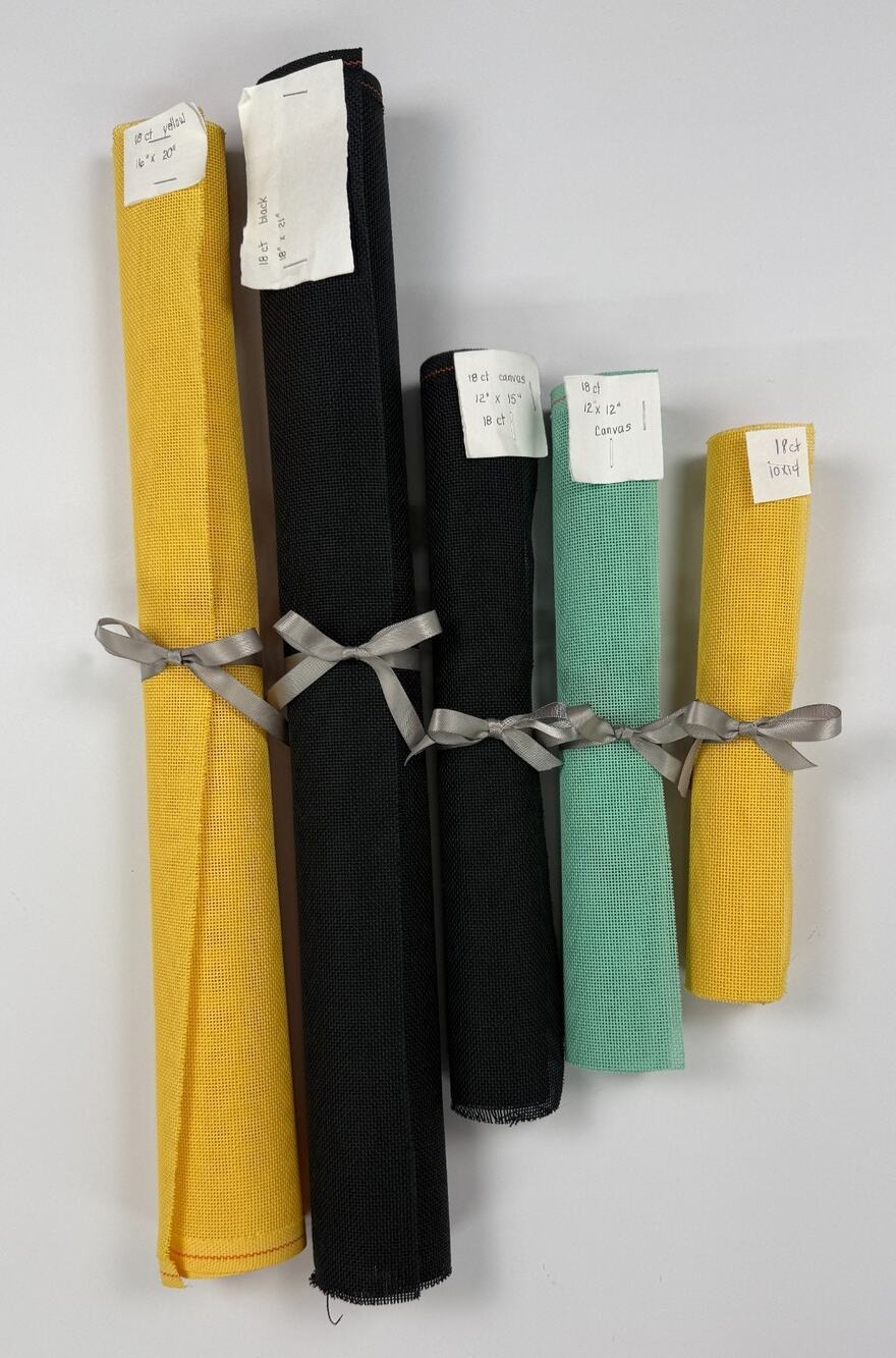 5 Blank Needlepoint Zweigart Canvas 18 Count Mono Colored Yellow Black Mint